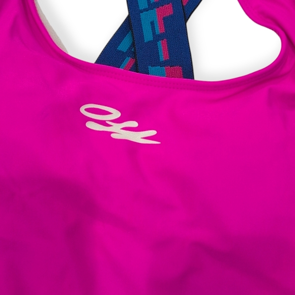 Off-White Tape Ribbed Swimsuit $390 Fuschia Blue White Small - Picture 7 of 11